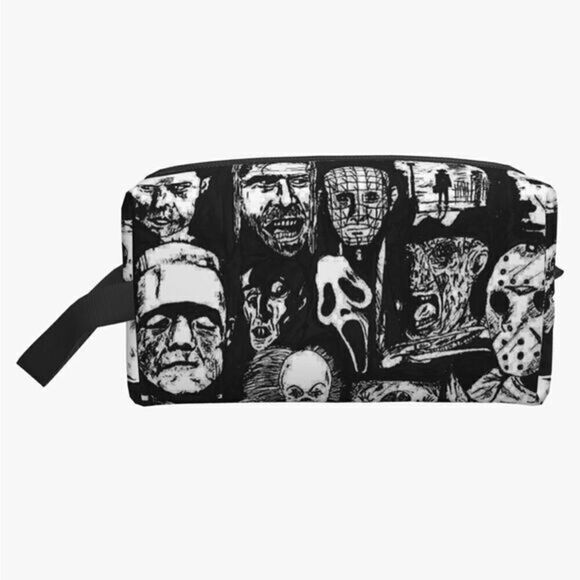 Unisex Cosmetic Bags Horror Icons Makeup Pouch Travel Toiletry Storage Bag - Picture 1 of 10